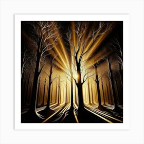 Golden Light In The Forest 4 Art Print