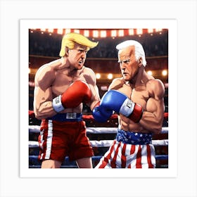 Boxing Match Between Trump And Biden Art Print