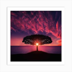 Sunset Tree Art Print