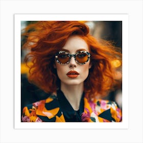 Portrait Of A Woman With Red Hair Art Print