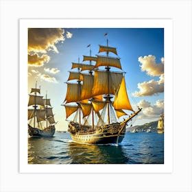 Sailing Ships In The Sea 1 Art Print