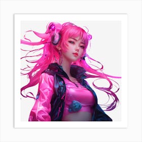 Pink Haired Girl Art Print