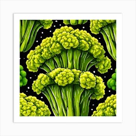 Seamless Pattern Of Broccoli 6 Art Print