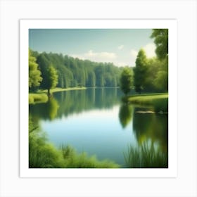 Lake In The Forest Art Print