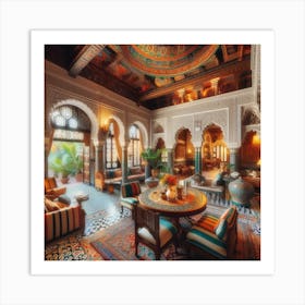 The dining hall in the middle of a traditional Moroccan house 6 Art Print