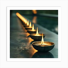 Lit Candles On A Table 2 Art Print