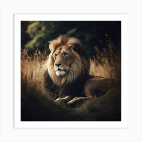 A powerful and majestic lion in its natural habitat4 Art Print