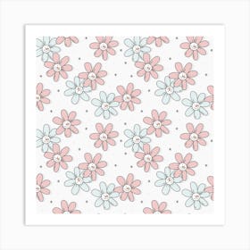 Snowman Flowers Art Print