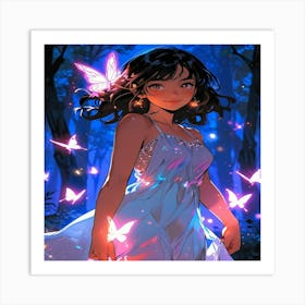 Fairy Girl In The Forest Art Print