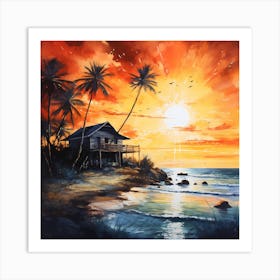 Azure Dreams: Caribbean Sunset Symphony Art Print