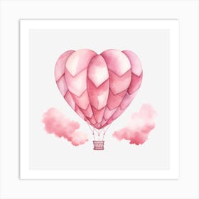 Pink Heart Hot Air Balloon Art Print