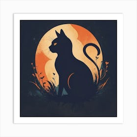 Cat In The Moonlight Art Print