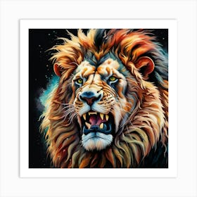 Lion roaring Art Print