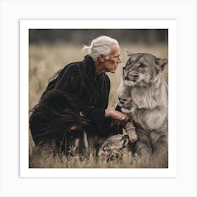Portrait Of A Lioness and the old Art Print