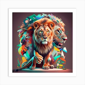 Texte Free Lion Photo Cinematic Art Print