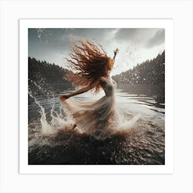 Girl In The Water Art Print