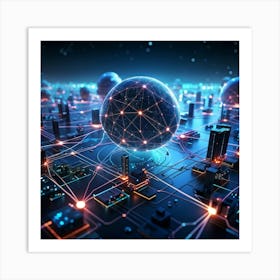 A Vast Network Of Interconnected Spheres Representing The Global Telecom And Finance Connectivity T (1) 2 Art Print