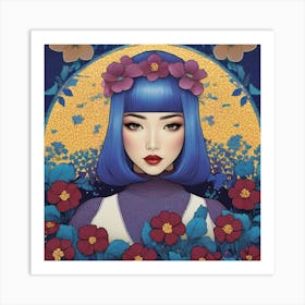 Asian Girl With Flowers 17 Art Print