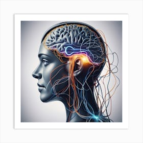 Female Head With Brain 1 Art Print