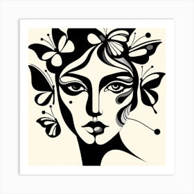 Butterfly Woman Abstract Portrait Art Print