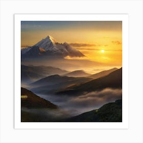 Sunrise Over Mountains Art Print