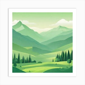 Misty mountains background in green tone 28 Art Print