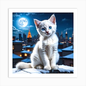 Gorgeous White Cat Art Print