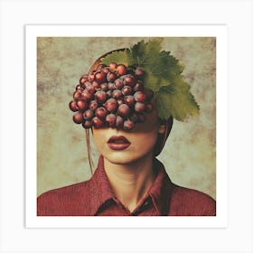 Grapes On Woman'S Face Art Print