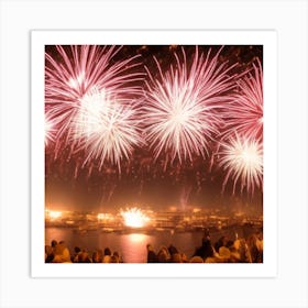 Fireworks Over The Sea Art Print