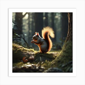 Squirrel In The Forest 315 Art Print