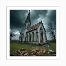 Church Under A Stormy Sky Art Print