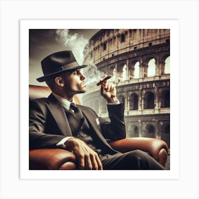 Man Smoking A Cigar In Rome 1 Art Print