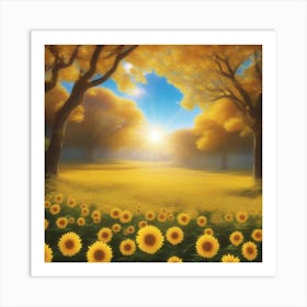 Sunflowers In The Field Art Print