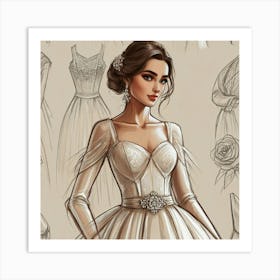 Wedding Dress Drawing 1 Art Print