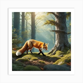 Fox In The Forest 97 Art Print