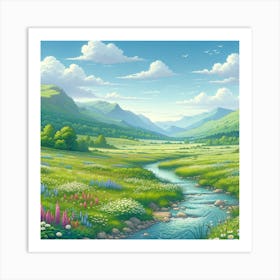 Landscape With Stream Art Print