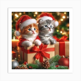 Christmas Kittens 1 Art Print