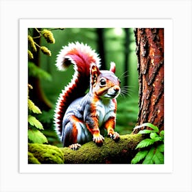 Squirrel In The Forest 17 Art Print