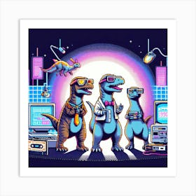 8-bit time-traveling dinosaurs 1 Art Print