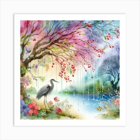 Heron By The Lake Art Print