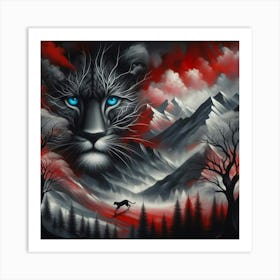 Lion In The Snow Art Print