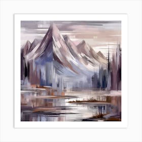 Firefly An Illustration Of A Beautiful Majestic Cinematic Tranquil Mountain Landscape In Neutral Col (7) Art Print