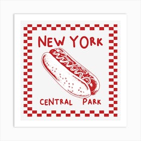 New York Central Park Hot Dog | Red and White Kitchen Wall Art 1 Art Print