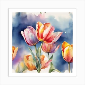 Watercolor Tulips Art Print