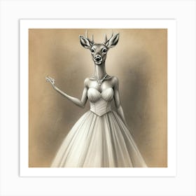 Deer In Wedding Dress Art Print