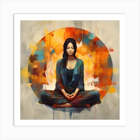 Women Meditating Abstracts By Csaba Fikker 24 Art Print