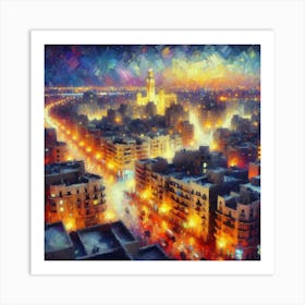 Egyptian City At Night Art Print