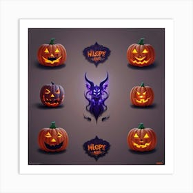 Happy Halloween Pumpkins Art Print