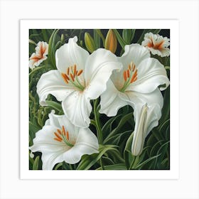 White Lilies Art Art Print