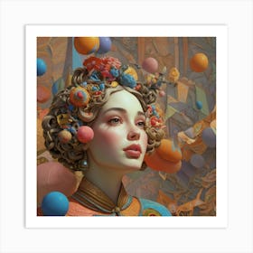 Girl With Colorful Hair 2 Art Print